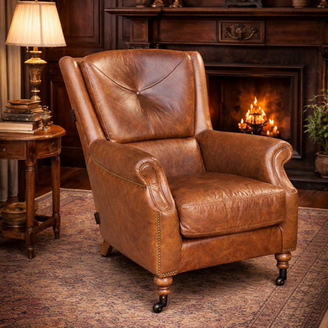 Springfield Aged Leather Chair  - Vintage Tan image 3